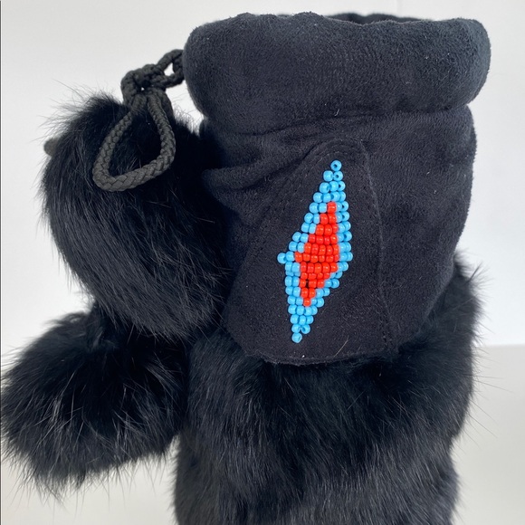 Vintage Y2K Muk Luks Black Fur Moccasin Boots 8 - Picture 8 of 15